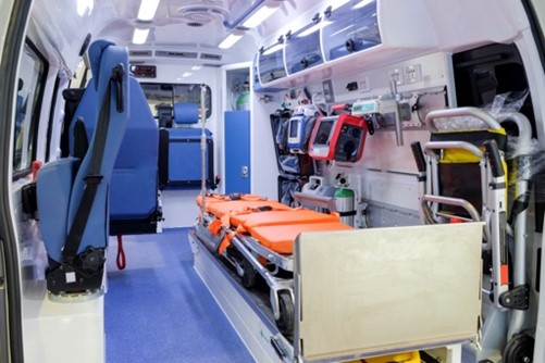 Interior de una ambulancia.