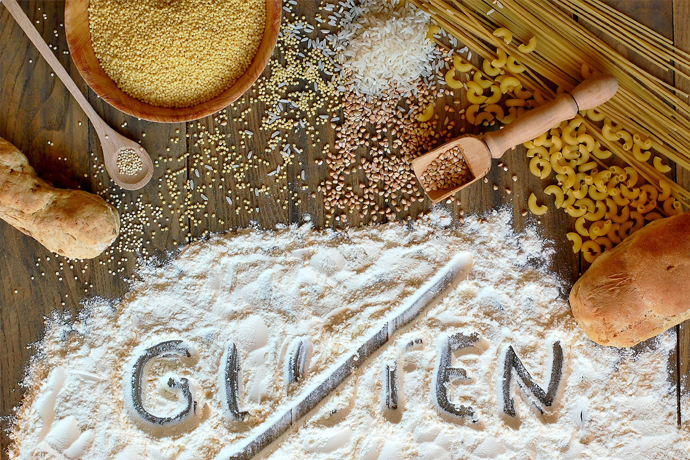 Letrero de - no gluten - creado con polvo de harina