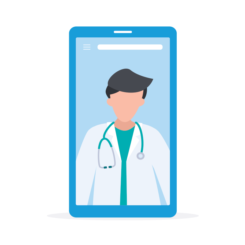 Icono de smartphone con imagen de médico